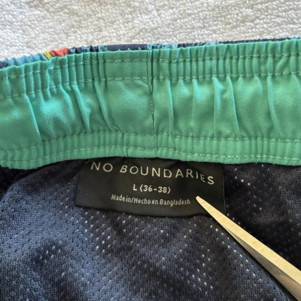 No Boundaries Swim Trunks Mens Large Navy Octopus Roller‎ Skating Beach Shorts